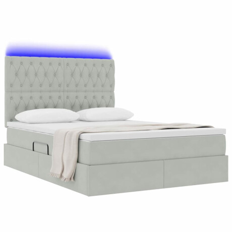 vidaXL Bed met LED -striplichten Lichtgrijs 140 x 190 cm Fluweel afbeelding3 - 1