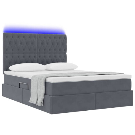 vidaXL Bed met LED -striplichten Donkergrijs 140 x 190 cm Fluweel afbeelding3 - 1