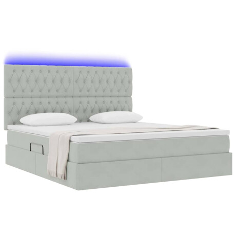 vidaXL Bed met LED -striplichten Lichtgrijs 180 x 200 cm Fluweel afbeelding3 - 1