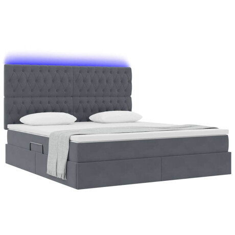 vidaXL Bed met LED -striplichten Donkergrijs 180 x 200 cm Fluweel afbeelding3 - 1