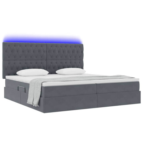 vidaXL Bed met LED -striplichten Donkergrijs 200 x 200 cm Fluweel afbeelding3 - 1
