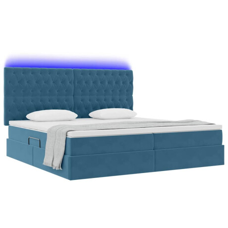 vidaXL Bed met LED -striplichten Donkerblauw 200 x 200 cm Fluweel afbeelding3 - 1