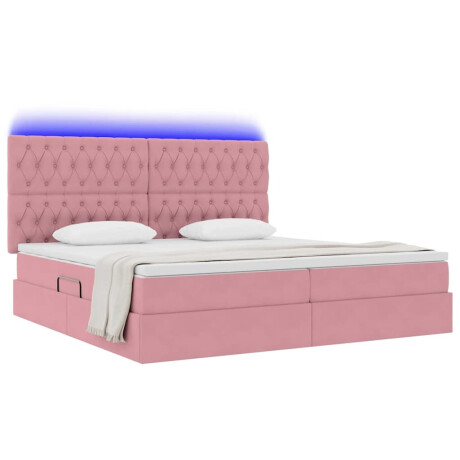 vidaXL Bed met LED -striplichten met opslag Roze 200 x 200 cm Fluweel afbeelding3 - 1