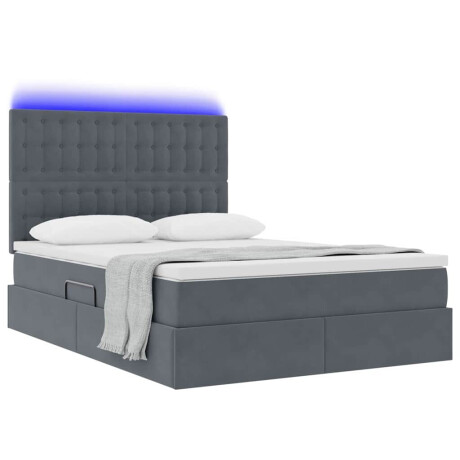 vidaXL Bed met LED -striplichten Donkergrijs 140 x 190 cm Fluweel afbeelding3 - 1