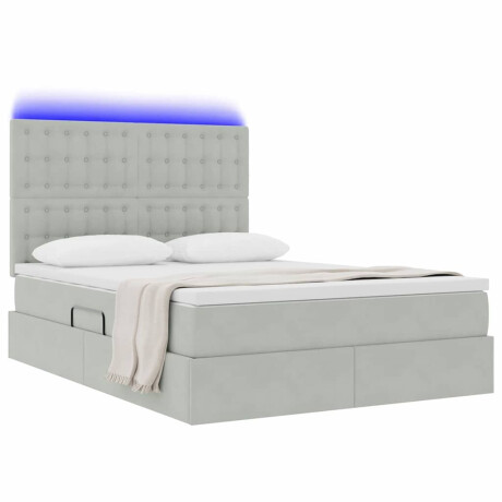 vidaXL Bed met LED -striplichten Lichtgrijs 140 x 200 cm Fluweel afbeelding3 - 1