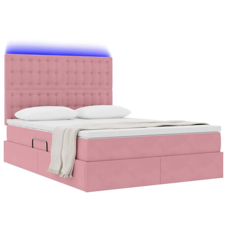 vidaXL Bed met LED -striplichten met opslag Roze 140 x 200 cm Fluweel afbeelding3 - 1