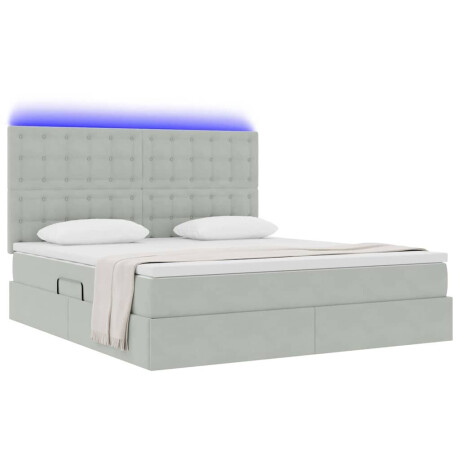 vidaXL Bed met LED -striplichten Lichtgrijs 180 x 200 cm Fluweel afbeelding3 - 1