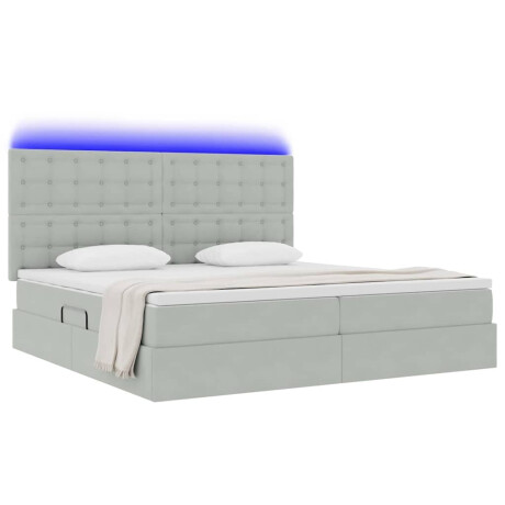 vidaXL Bed met LED -striplichten Lichtgrijs 200 x 200 cm Fluweel afbeelding3 - 1