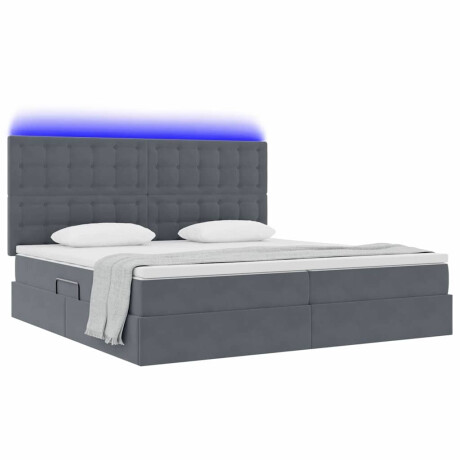 vidaXL Bed met LED -striplichten Donkergrijs 200 x 200 cm Fluweel afbeelding3 - 1