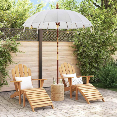vidaXL Balinese Parasol Crème 180-190 cm Katoen, massief hout afbeelding3 - 1