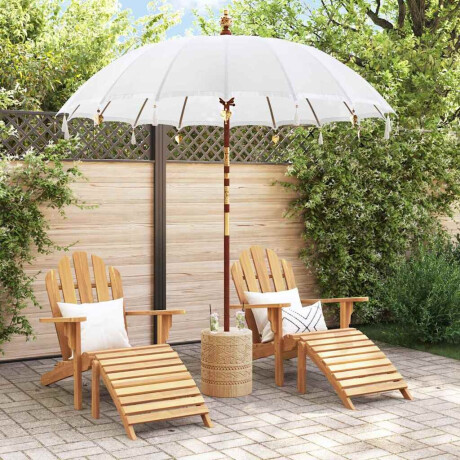 vidaXL Balinese Parasol Crème 210-220 cm Katoen, massief hout afbeelding3 - 1