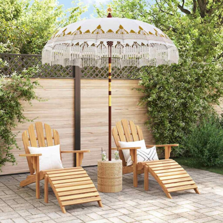 vidaXL Balinese Parasol 260 Crème 180-190 cm Katoen en massief hout afbeelding3 - 1