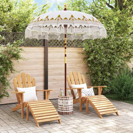 vidaXL Balinese Parasol 260 Crème 180-190 cm Katoen en massief hout afbeelding3 - 1