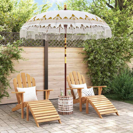 vidaXL Balinese Parasol 260 Crème 210-220 cm Katoen en massief hout afbeelding3 - 1
