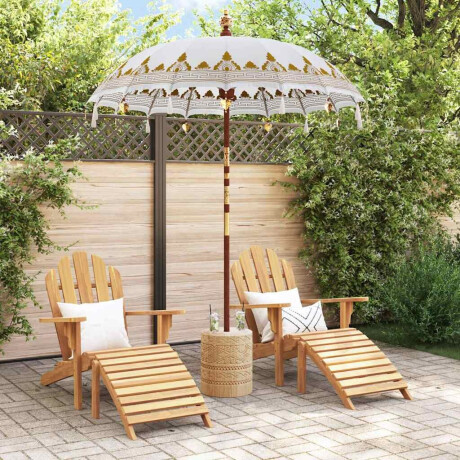 vidaXL Balinese Parasol Crème 180-190 cm Katoen, massief hout afbeelding3 - 1