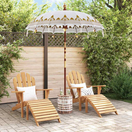 vidaXL Balinese Parasol Crème 180-190 cm Katoen, massief hout afbeelding3 - 1