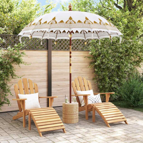 vidaXL Balinese Parasol Crème 210-220 cm Katoen, massief hout afbeelding3 - 1