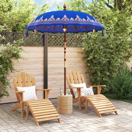 vidaXL Balinese Parasol Blauw 180-190 cm Katoen, massief hout afbeelding3 - 1