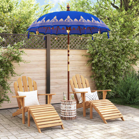 vidaXL Balinese Parasol Blauw 180-190 cm Katoen, massief hout afbeelding3 - 1