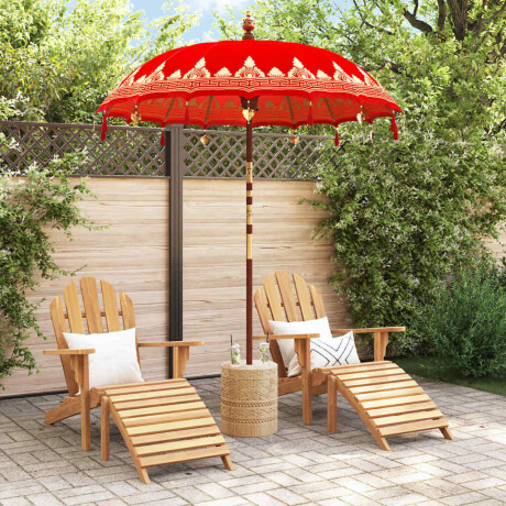 vidaXL Balinese Parasol Rood 180-190 cm Katoen, massief hout afbeelding3 - 1