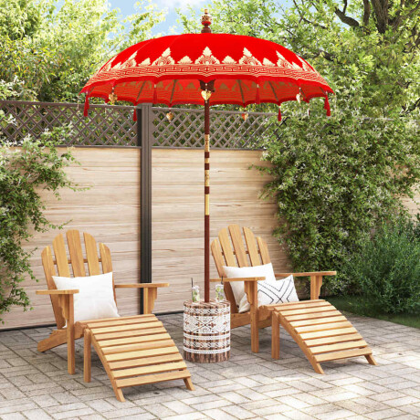 vidaXL Balinese Parasol Rood 180-190 cm Katoen, massief hout afbeelding3 - 1