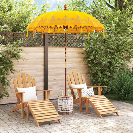 vidaXL Balinese Parasol Geel 180-190 cm Katoen, massief hout afbeelding3 - 1