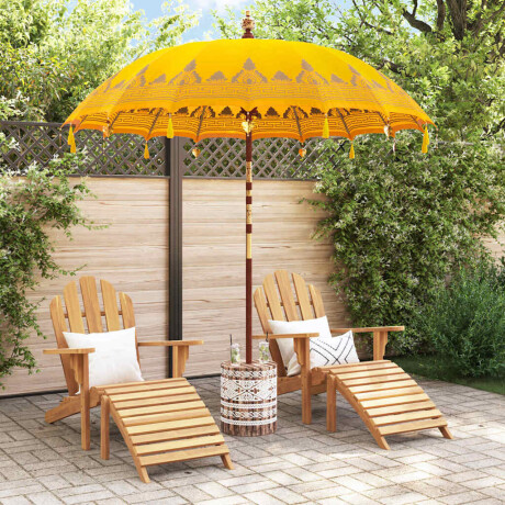 vidaXL Balinese Parasol Geel 210-220 cm Katoen, massief hout afbeelding3 - 1