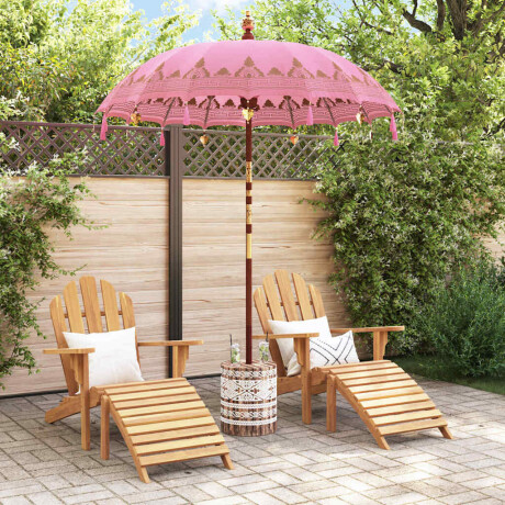 vidaXL Balinese Parasol Roze 180-190 cm Katoen, massief hout afbeelding3 - 1