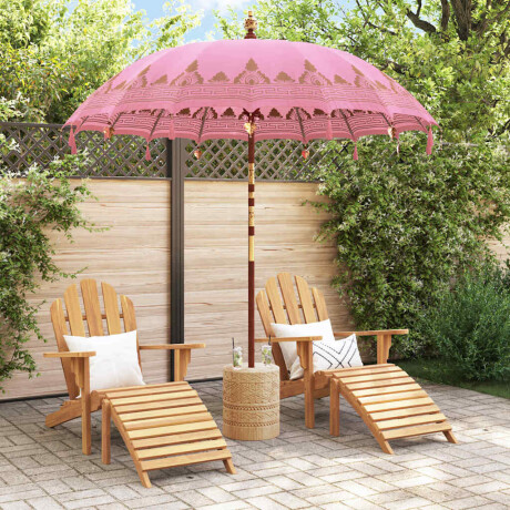 vidaXL Balinese Parasol Roze 210-220 cm Katoen, massief hout afbeelding3 - 1