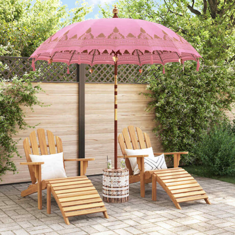 vidaXL Balinese Parasol Roze 210-220 cm Katoen, massief hout afbeelding3 - 1