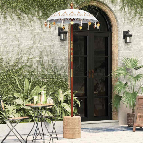vidaXL Balinese Parasol 260 Crème 95-100 cm Katoen en massief hout afbeelding3 - 1