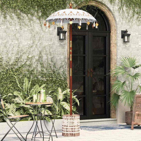 vidaXL Balinese Parasol 260 Crème 95-100 cm Katoen en massief hout afbeelding3 - 1