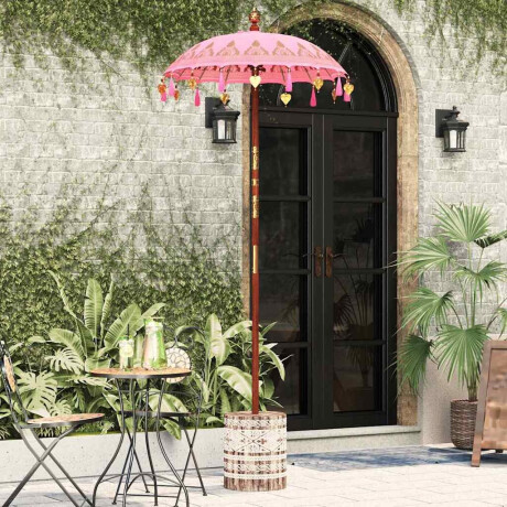 vidaXL Parasol met Basis 250 cm Katoen, Hout afbeelding3 - 1