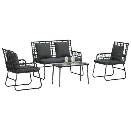 vidaXL Tuinmeubelset met kussen 4 pcs Zwart en Anthraciet poly rattan afbeelding3 - 1