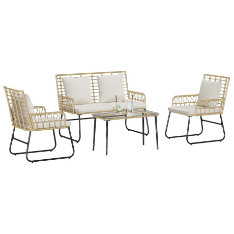 vidaXL Tuinmeubelset met kussen 4 pcs Zwart en Anthraciet poly rattan afbeelding3 - 1
