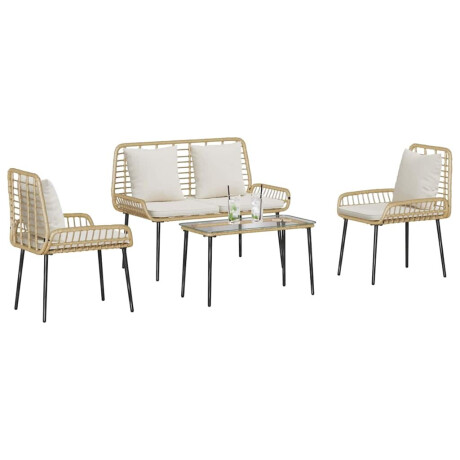 vidaXL Tuinmeubelset met kussen 4 pcs Zwart en Crème poly rattan afbeelding3 - 1