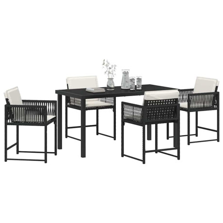 vidaXL Tuin eettafelset 5 pcs Zwart poly rattan afbeelding3 - 1