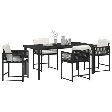 vidaXL Tuin Eetset 5 pcs Zwart poly rattan afbeelding3 - 1