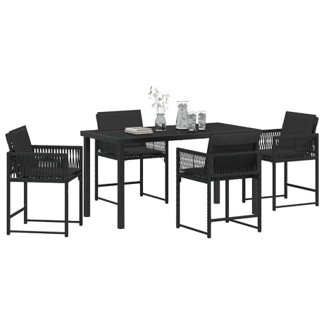 vidaXL Tuin eettafelset 5 pcs Zwart poly rattan afbeelding3 - 1