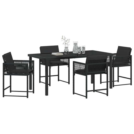 vidaXL Tuin Eetset 5 pcs Zwart poly rattan afbeelding3 - 1