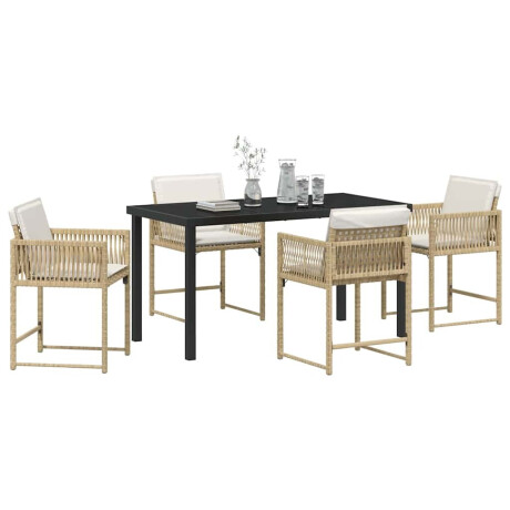 vidaXL Tuin eettafelset 5 pcs Beige poly rattan afbeelding3 - 1