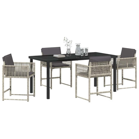 vidaXL Tuin Eetset 5 pcs Lichtgrijs poly rattan afbeelding3 - 1