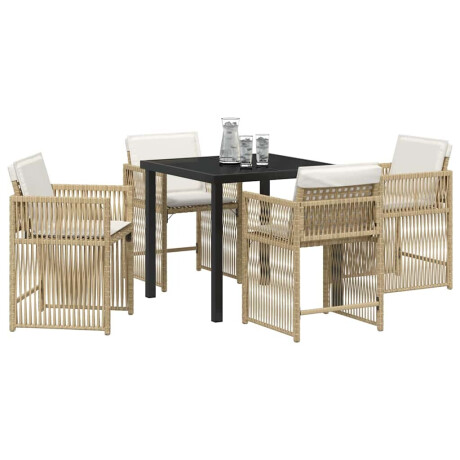 vidaXL Tuin Eetset 5 pcs Beige poly rattan afbeelding3 - 1
