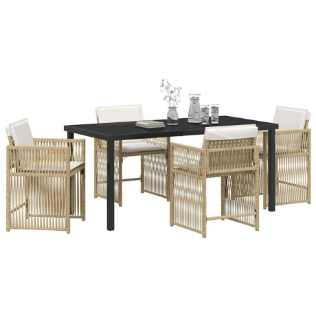 vidaXL Tuin Eetset 5 pcs Beige poly rattan afbeelding3 - 1