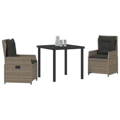 vidaXL Tuin Eetset 3 pcs Grijs poly rattan afbeelding3 - 1