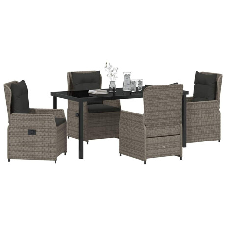 vidaXL Tuin Eetset 5 pcs Grijs poly rattan afbeelding3 - 1