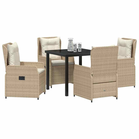 vidaXL Tuin Eetset 5 pcs Beige poly rattan afbeelding3 - 1