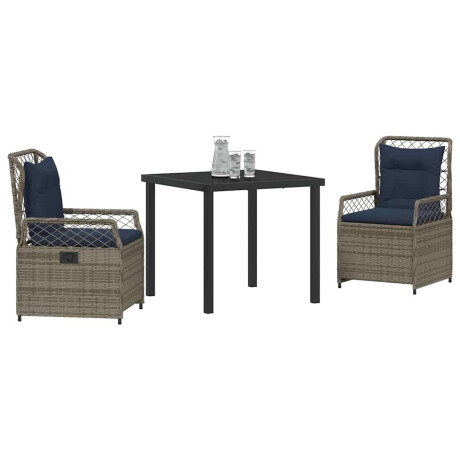 vidaXL Tuin Eetset 3 pcs Grijs poly rattan afbeelding3 - 1