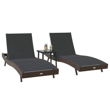 vidaXL Ligstoel 3 pcs Bruin 197 x 70 x 82 cm poly rattan afbeelding3 - 1