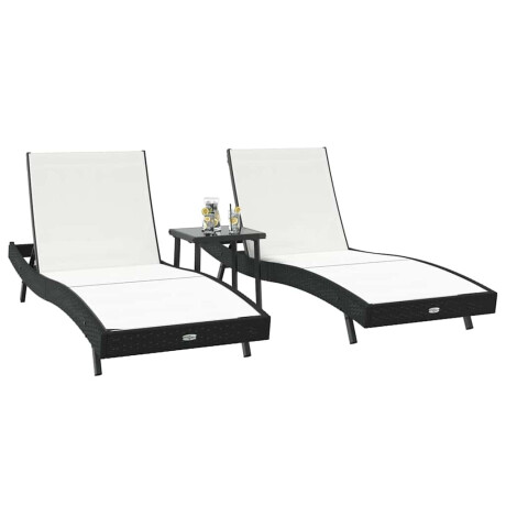 vidaXL Ligstoelen 3 pcs Zwart en Wit 40 x 40 x 40.5 cm poly rattan afbeelding3 - 1